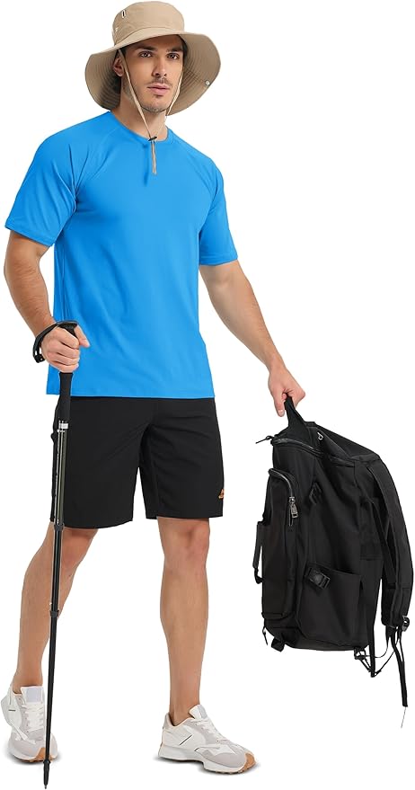 MAGCOMSEN Men's Short Sleeve UPF 50+ Sun Protection Shirts Quick Dry Athletic T-Shirt Hiking Running Swimming Rash Guard