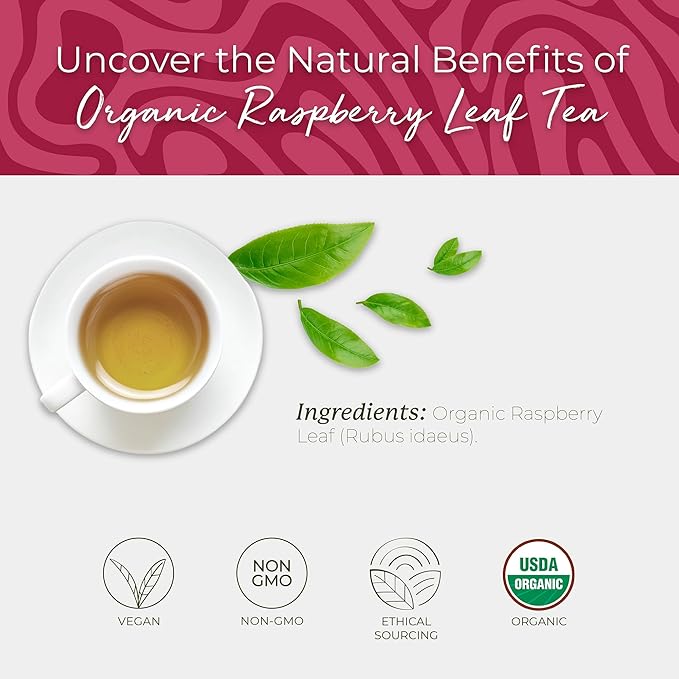 Starwest Botanicals Organic Raspberry Leaf Tea - Caffeine Free Herbal Tea, Supports Wellness for Women, String Free Sachets, USDA Organic Raspberry Leaf, Non GMO - Bulk Pack, 100 Tea Bags