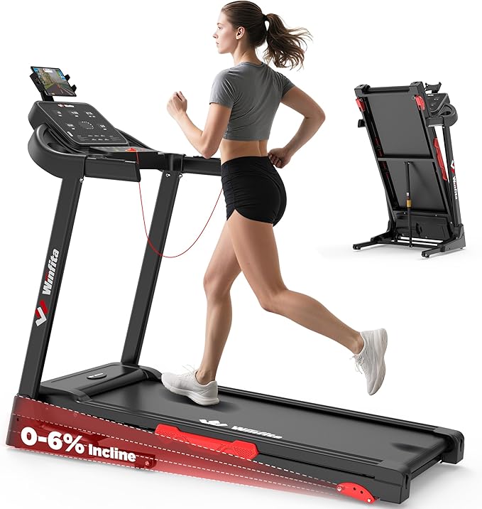 3.5HP Folding Treadmills for Home with Incline Optional, 300 lbs Capacity, 8.0MPH Speed, 17'' Wide Belt, App, Bluetooth Connection, 64 Programs, USB Charging Port, BMI Detector for Home Use