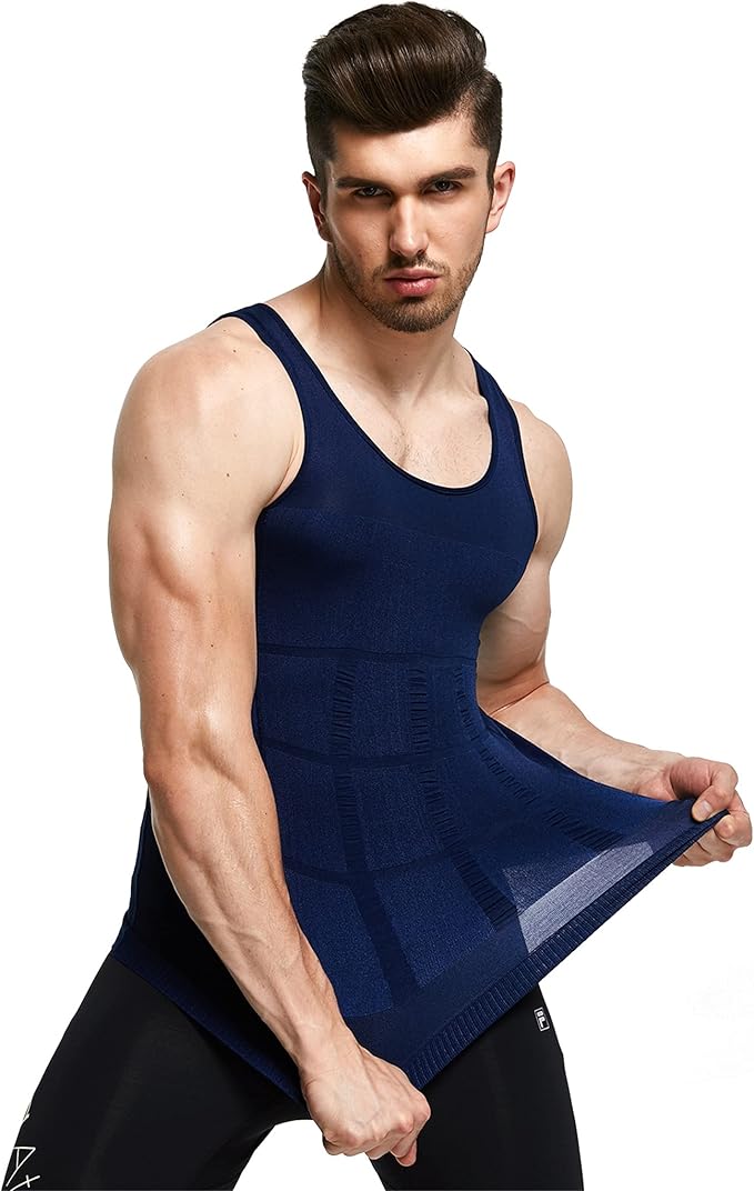 GKVK Mens Slimming Body Shaper Vest Shirt Abs Abdomen Slim