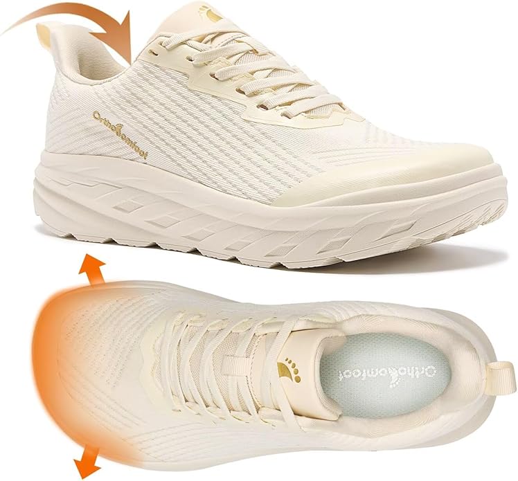 OrthoComfoot Orthopedic Diabetic Men's Wide Shoes: Comfortable Arch Support Running Sneakers, Plantar Fasciitis Wide Toe Box Work Tennis Outdoor Walking Shoes for Swollen Feet, Heel Pain