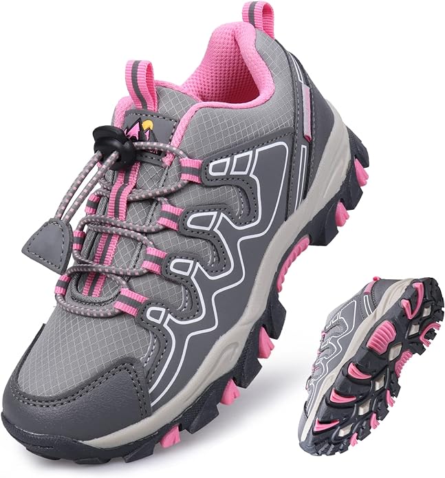 Boys Girls Hiking Trail Shoes Waterproof Slip Resistant Outdoor Trekking Walking Running Sneakers(Little/Big Kids)