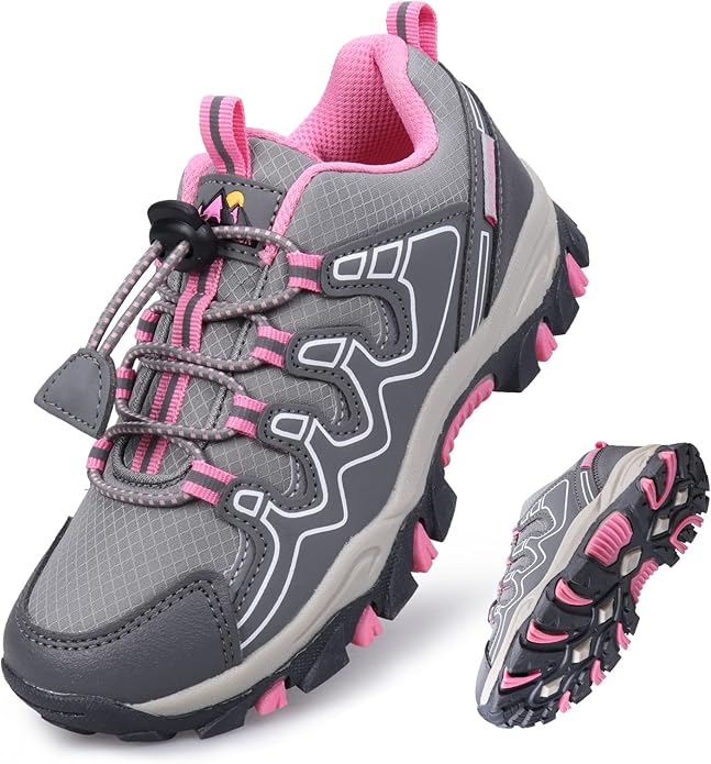 Boys Girls Hiking Trail Shoes Waterproof Slip Resistant Outdoor Trekking Walking Running Sneakers(Little/Big Kids)