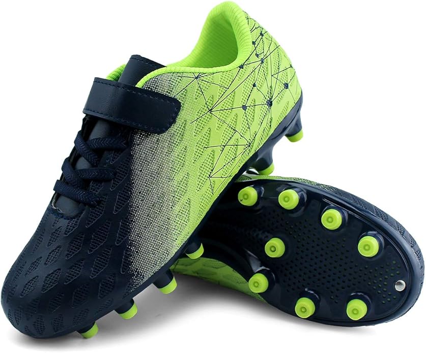 brooman Kids Firm Ground Soccer Cleats Boys Girls Athletic Outdoor Football Shoes