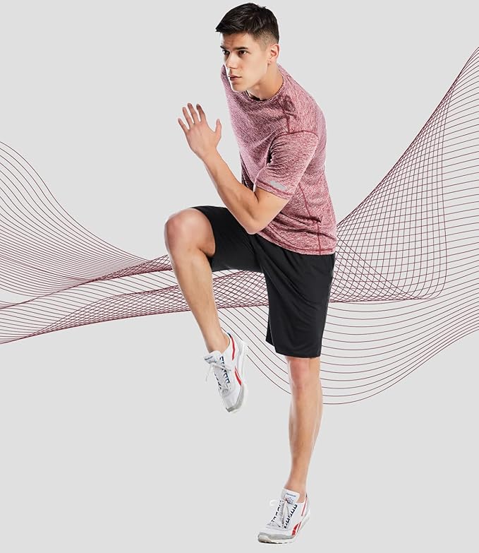 Zengjo Athletic Shirts for Men Short Sleeve Quick Dry Workout Running Gym Sport Exercise Tee Moisture Wicking