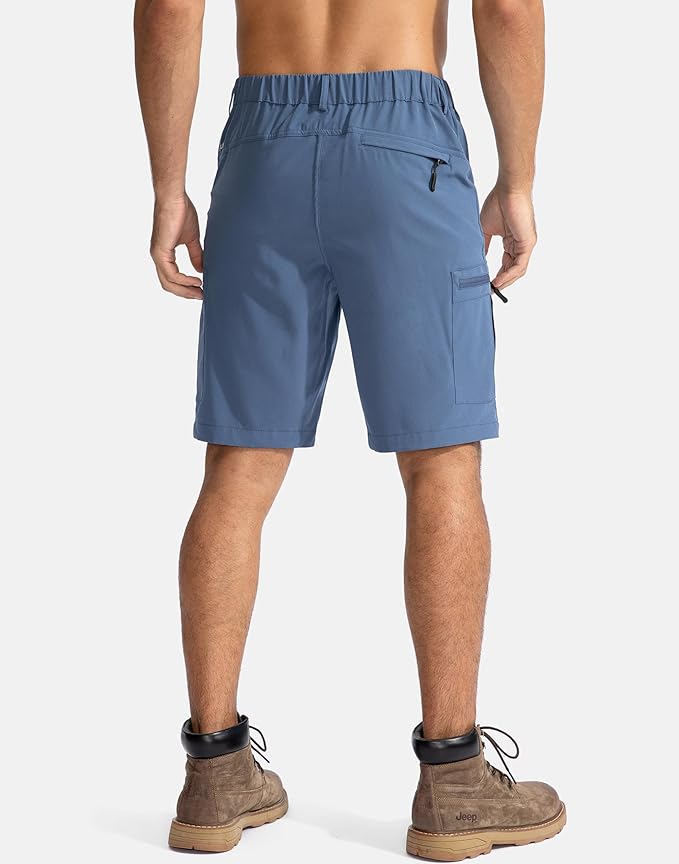 Pudolla Men's Hiking Cargo Shorts 9" Lightweight Outdoor Work Shorts for Men Travel Golf Camping Casual with 5 Zipper Pockets