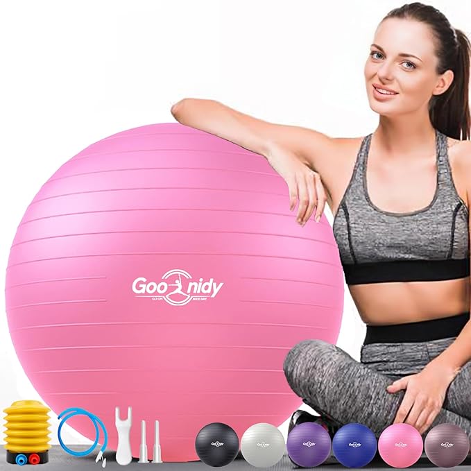 Soft Exercise ball, Anti-Burst Yoga Ball Chair Supports 2200lbs, Workout Equipment w/ Pump for Pregnancy Medicine Birthing Physical Therapy Stability Excersing Birth Swiss Fitness Gym Physio Labor Abs