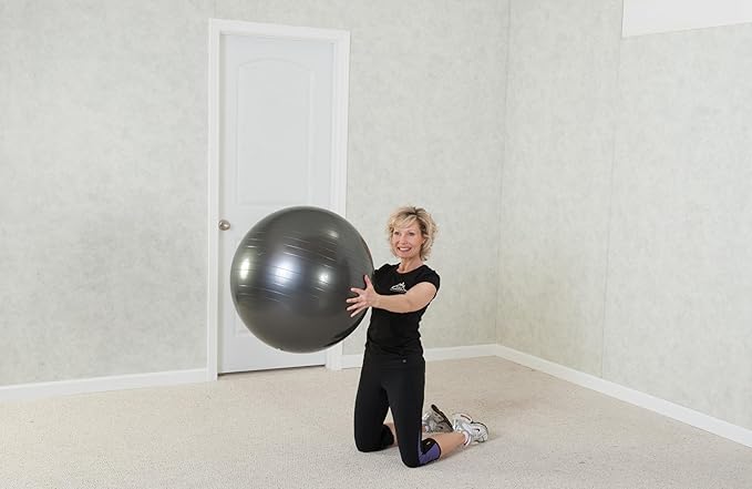 Black Mountain Products Professional Grade Exercise Stability Yoga Ball, Foot Pump, Ball Plug, Plug Puller, 2000 Pounds Static Weight Capacity Antiburst