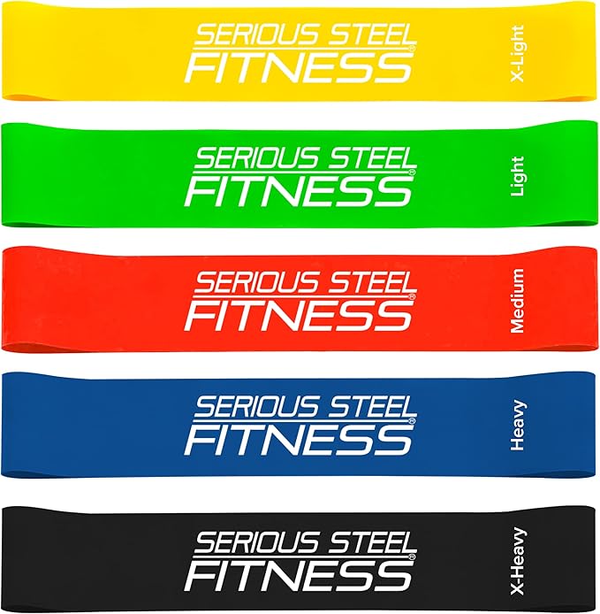 Serious Steel Fitness Mini Resistance Loop Bands | Rehab and Prehab Stretch Bands | 12" Exercise Workout Bands (Sets of 5 Pack and Sets of 10 Pack Trainer Options Available!)
