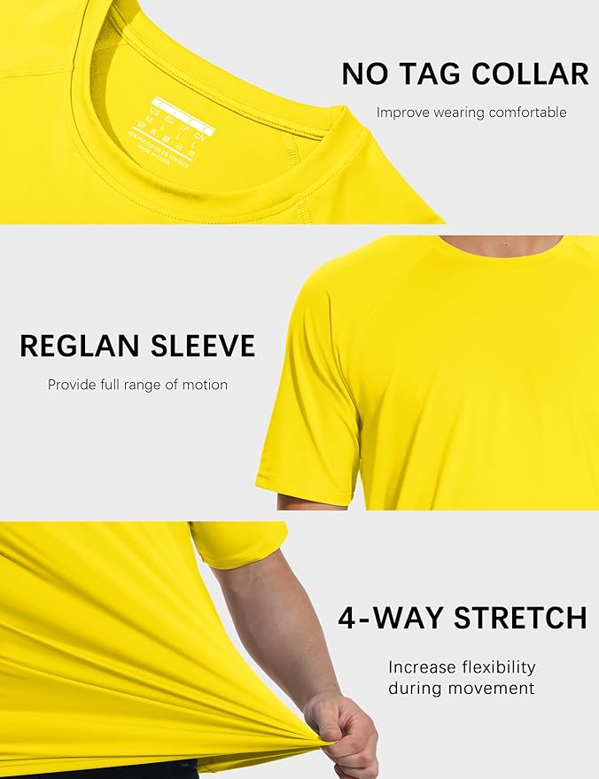 MAGCOMSEN Men's Short Sleeve UPF 50+ Sun Protection Shirts Quick Dry Athletic T-Shirt Hiking Running Swimming Rash Guard