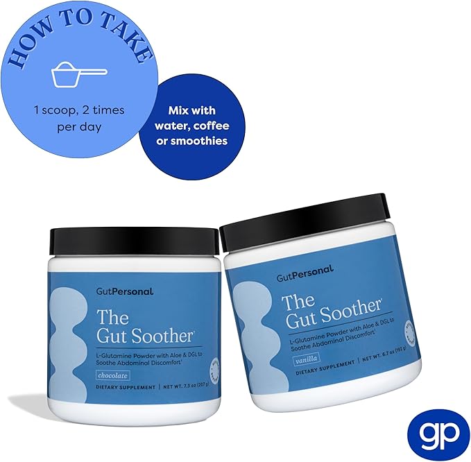 The Gut Soother L-Glutamine Powder Supplement: Restore Gut Lining, Soothe Digestive Discomfort While Promoting Overall Gut Health, 30 Servings (Vanilla)