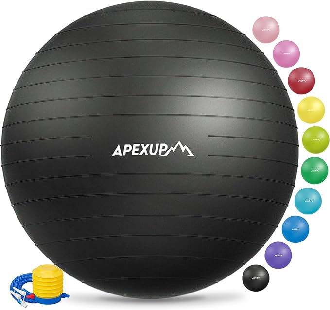 APEXUP Yoga & Pilates Ball - Anti Slip Heavy Duty Gym Ball for Fitness, Balance & Core Workout