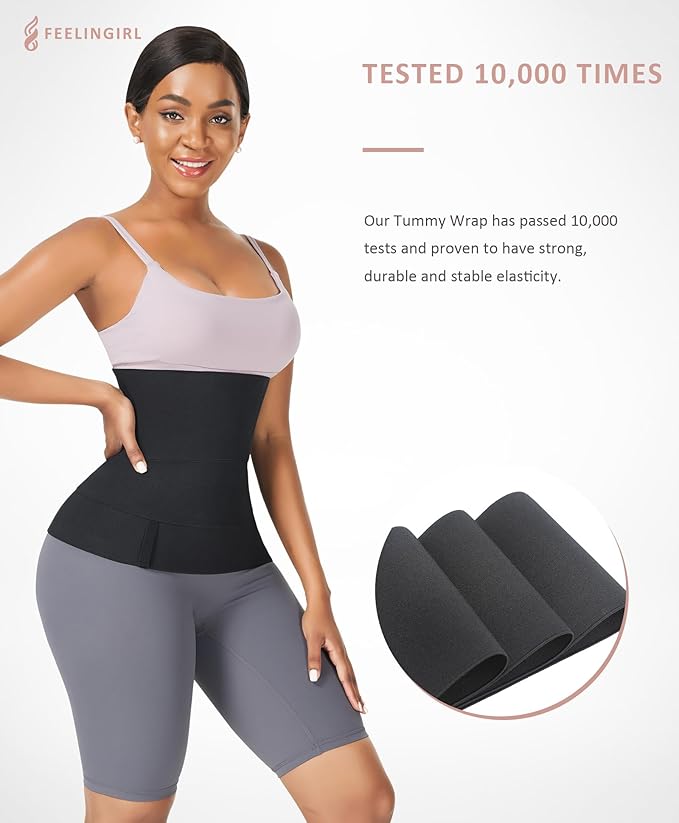 FeelinGirl Waist Trainer for Women Trimmer Belt Waist Cincher Tummy Wrap Plus Size Snatch Me Up Bandage Body Shaper