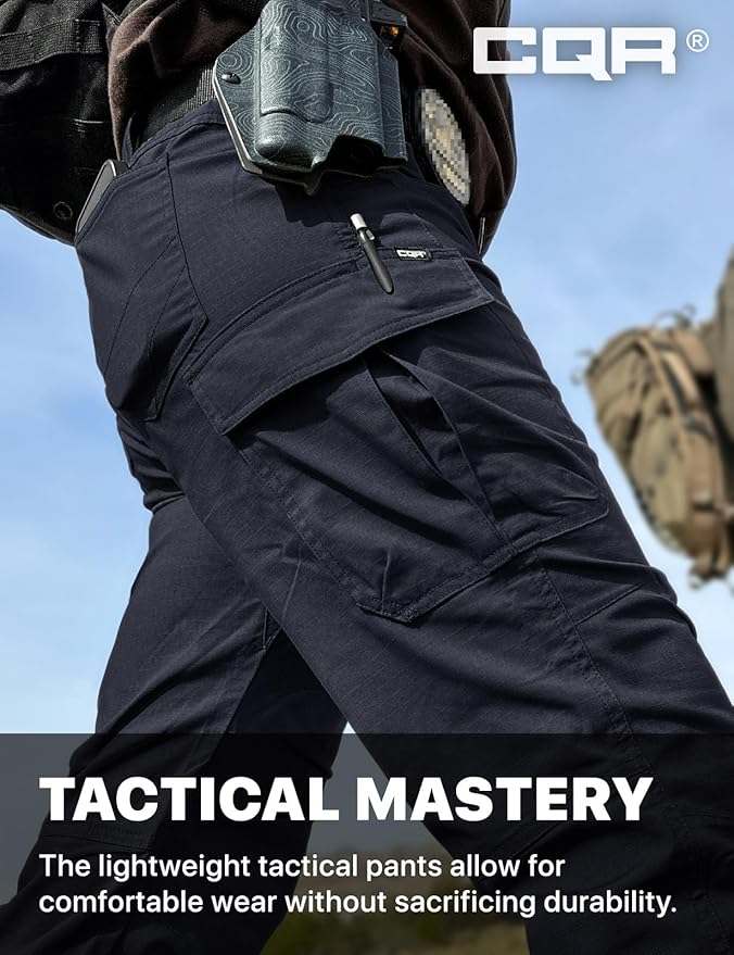 CQR Women's Flex Stretch Tactical Pants, Water Resistant Ripstop Cargo Work Pants with Pockets for Outdoor & Hiking