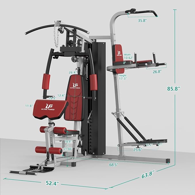 Multifunctional Home Gym Equipment Workout Station with Pulley System, Arm, and Leg Developer for Full Body Training
