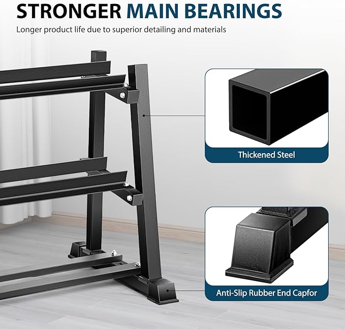 Dumbbell Rack, Bongkim Dumbbell Set with Rack Stand, Dumbbells Weights Rack for Home Gym, Weight Rack for Dumbbells, Kettlebells, and Weight Plates 1100LBS
