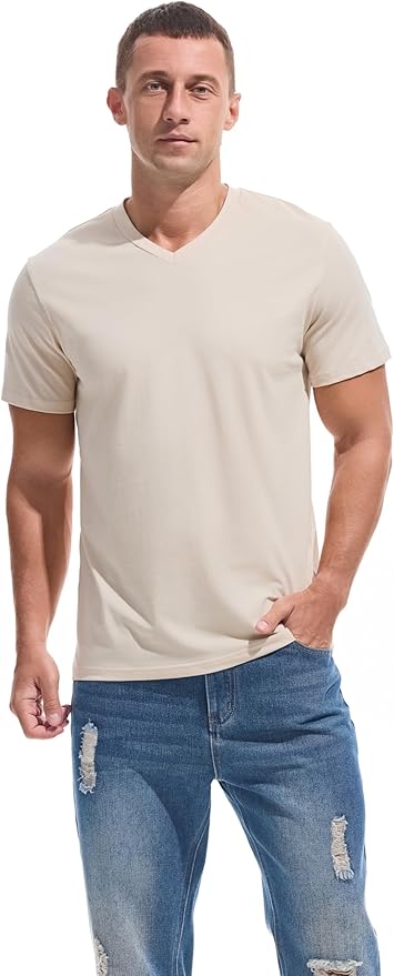 VEIISAR Premium V Neck T Shirts for Men - Modern Fitted Tees Vneck Undershirts