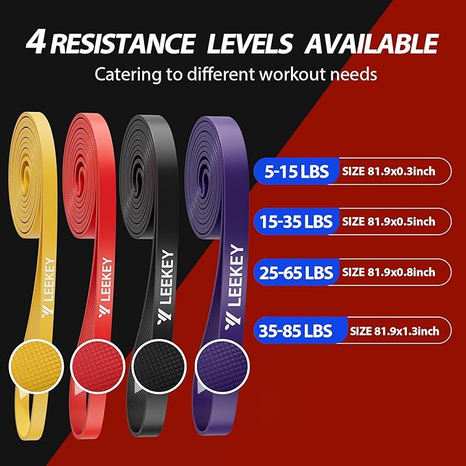 LEEKEY Resistance Bands Set for Pull-Up Assistance & Full-Body Training, Multi-Level Exercise Bands with Bag for Home Workouts, Physical Therapy, Strength Training (Men/Women)