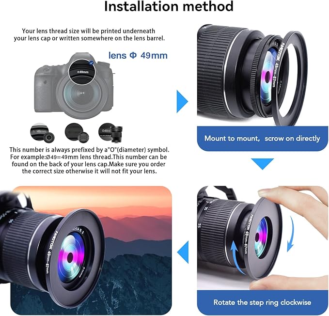 49mm Lens to 67mm Camera Lens Adapter,49mm to 67mm Filter Step-Up Adapter Ring,Compatible All 67mm Filter Accessory