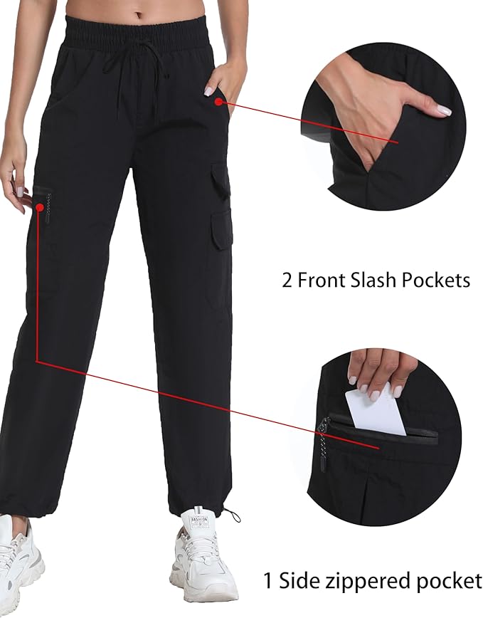 Women's Hiking Pants with Pockets - Travel Lounge Outdoor Quick Drying Lightweight Water Resistant Joggers