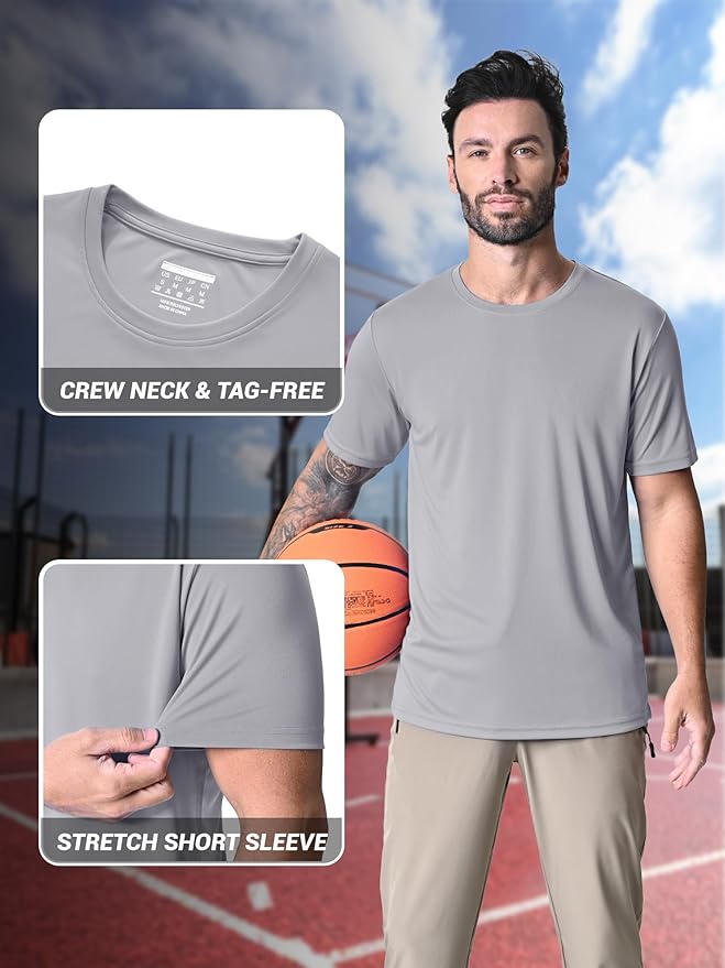 MAGCOMSEN Men's Short Sleeve UPF 50+ T-Shirt Quick Dry Rash Guard Athletic Running Swim Top Tee Performance Water Shirts