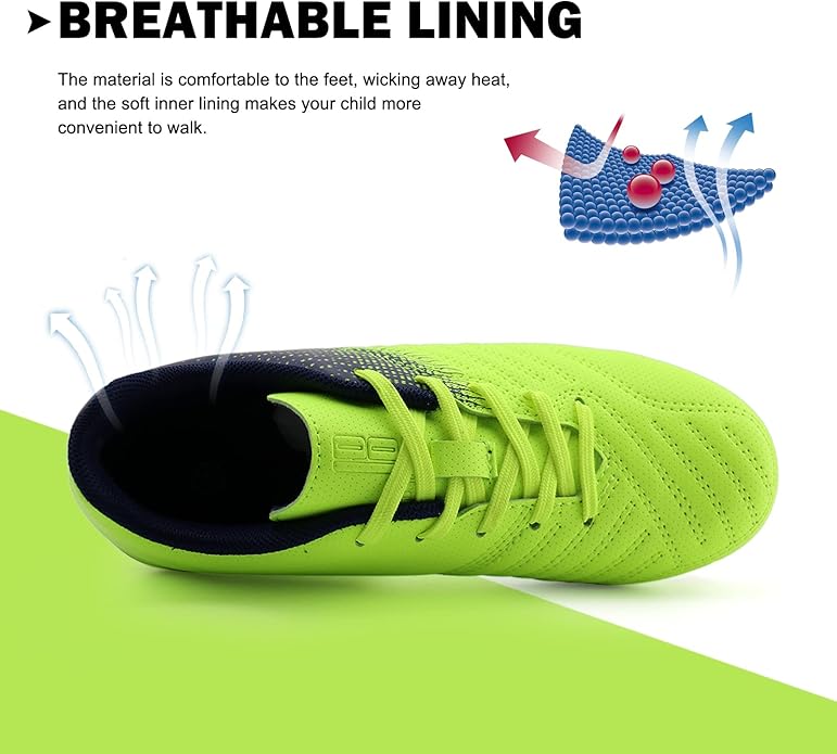 brooman Kids Soccer Cleats Boys Girls Athletic Outdoor Football Shoes