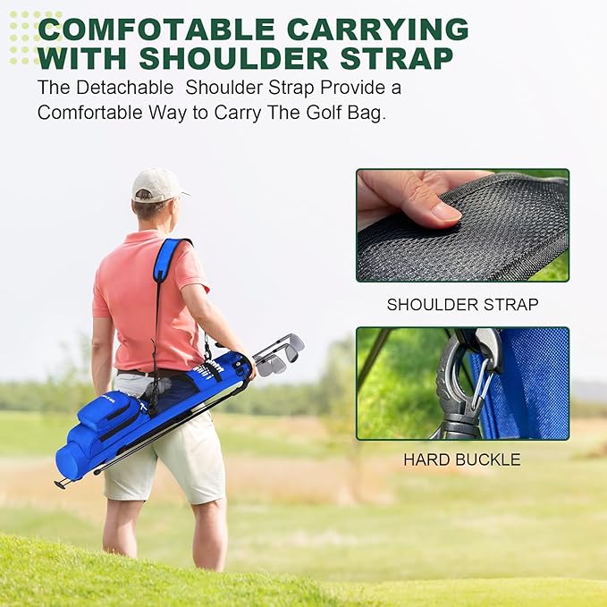MAZEL Lightweight Golf Bag for Men – Easy to Carry Golf Clubs Bag with Shoulder Strap,Pitch n Putt Golf Stand Bag for Driving Range,Par 3 and Executive Courses - Fit Up to 8 Clubs