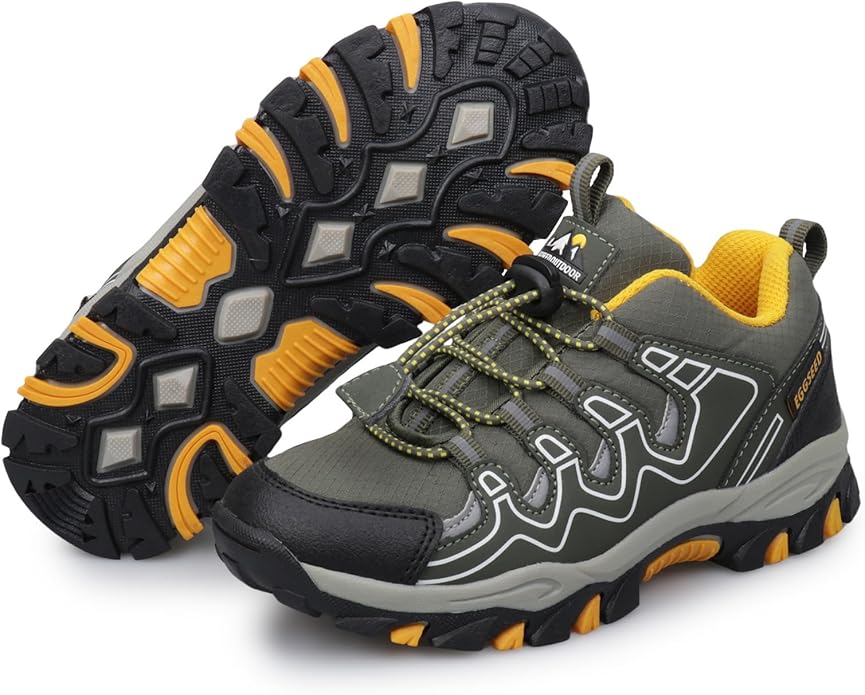 Boys Girls Hiking Trail Shoes Waterproof Slip Resistant Outdoor Trekking Walking Running Sneakers(Little/Big Kids)