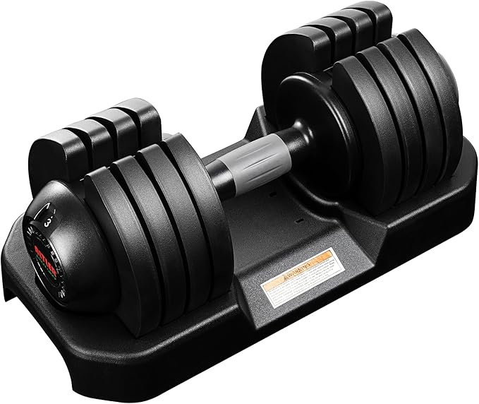 52LBS Single/Pair Adjustable Dumbbells Set Premium Rubber Coated Dumbbell Set with Secure Locking Mechanism for Safe & Customizable Strength Training