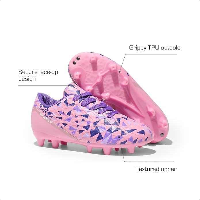 DREAM PAIRS Boys Girls Soccer Cleats Youth Firm Groud Athletic Outdoor Trainning Football Shoes for Little/Big Kid