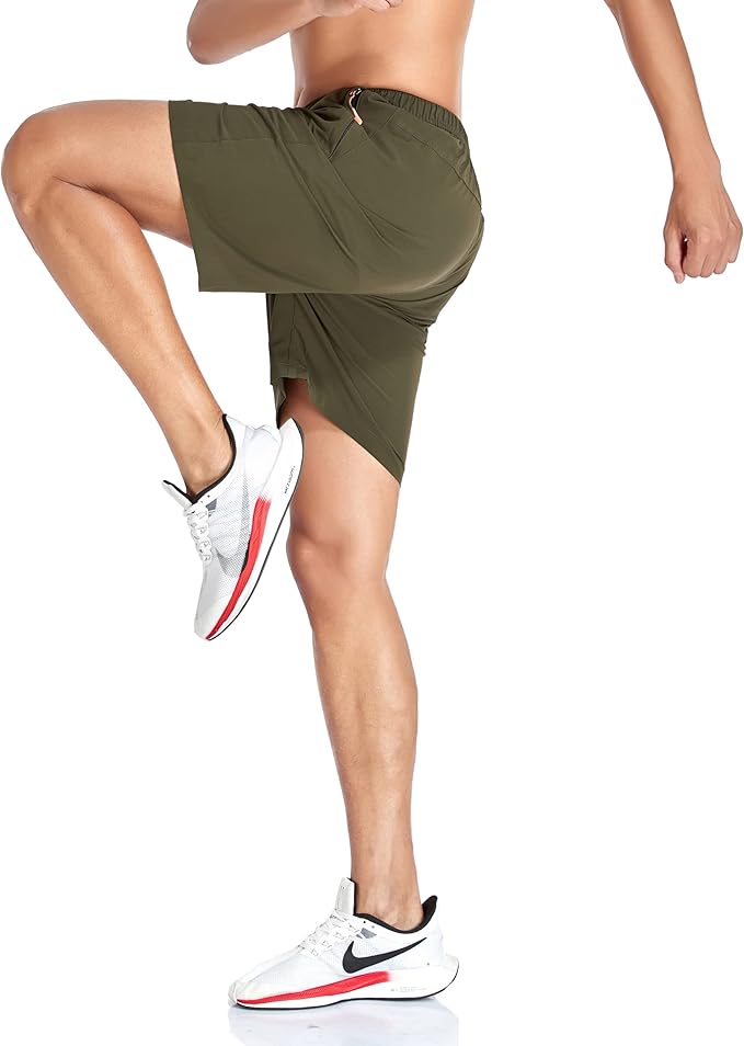 Men's Gym Shorts Sports Quick Dry Workout Running or Casual Training Short with Zipper Pockets