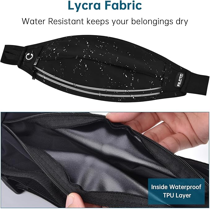 Running Belt Fanny Pack, Running Waist Pack for Women & Men USA Patented Hands-Free Reflective Runner Pouch Belt Fitness Workout Bag No-Bounce Adjustable Sport Travel Fanny Pack Cell (Black)
