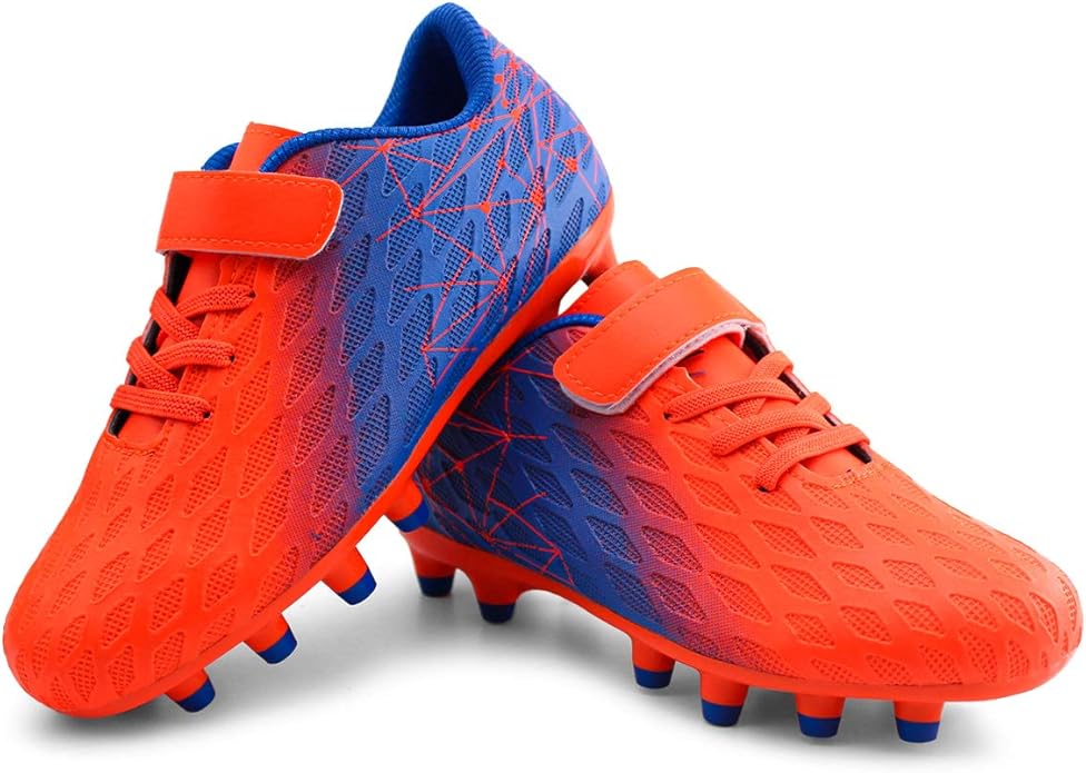 brooman Kids Firm Ground Soccer Cleats Boys Girls Athletic Outdoor Football Shoes