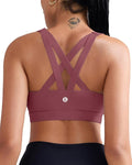 RUNNING GIRL Sports Bra for Women, Criss-Cross Back Padded Strappy Sports Bras Medium Support Yoga Bra with Removable Cups