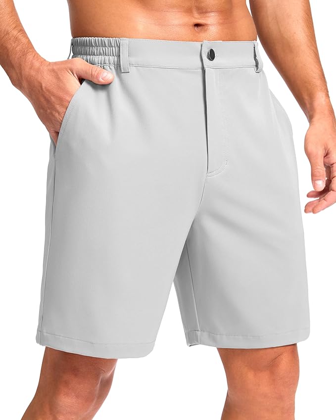 Pudolla Men's Casual Shorts 7"/9" Lightweight Golf Shorts with 3 Pockets Stretch Quick Dry Comfy Work Shorts