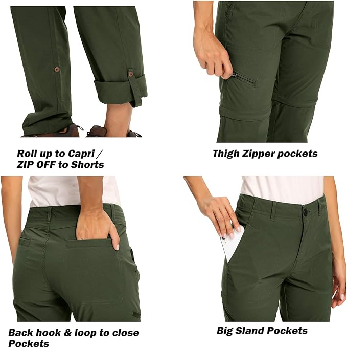 Women's Hiking Pants Convertible Zip Off Lightweight Quick Dry Outdoor Travel Camping Safari fising Pants