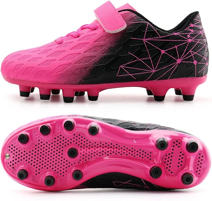 brooman Kids Firm Ground Soccer Cleats Boys Girls Athletic Outdoor Football Shoes