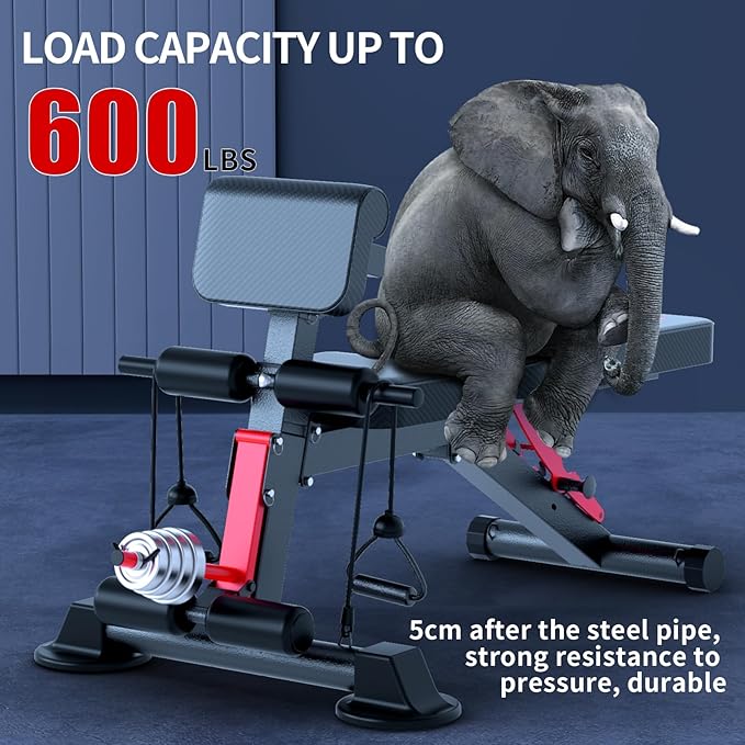 Adjustable Weight Bench,Utility Workout Bench Foldable Incline Decline Benches for Home Gym Full Body Workout,Load 600LBS