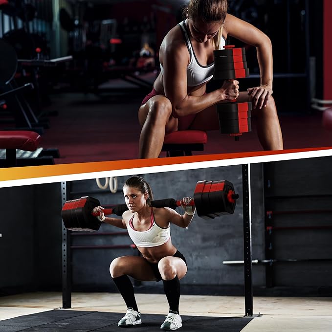 VIVITORY Dumbbell Sets Adjustable Weights, Free Weights with Connector, Non-Rolling Adjustable Dumbbell Set, Barbell for Home Gym, Hexagon, Cement Mixture