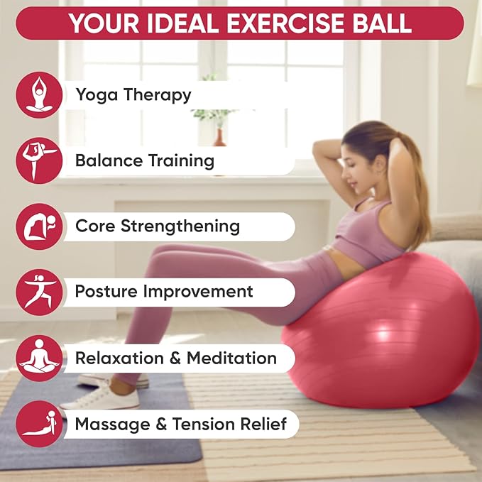APEXUP Yoga & Pilates Ball - Anti Slip Heavy Duty Gym Ball for Fitness, Balance & Core Workout