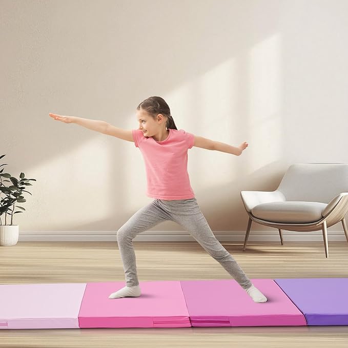 ZENOVA Gymnastics Mat 6'x3'x2''/4'x8'x2'' Exercise Mat Gym Mat for Home Aerobics Workout Foldable Tumbling Mat Children Gifts