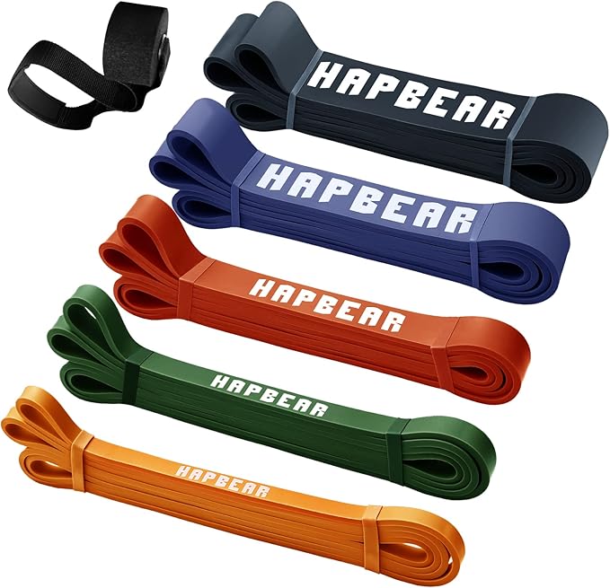 HAPBEAR Pull Up Assistance Bands Set of 5 - Resistance Bands for Working Out, Stretching, Physical Therapy, Muscle Training