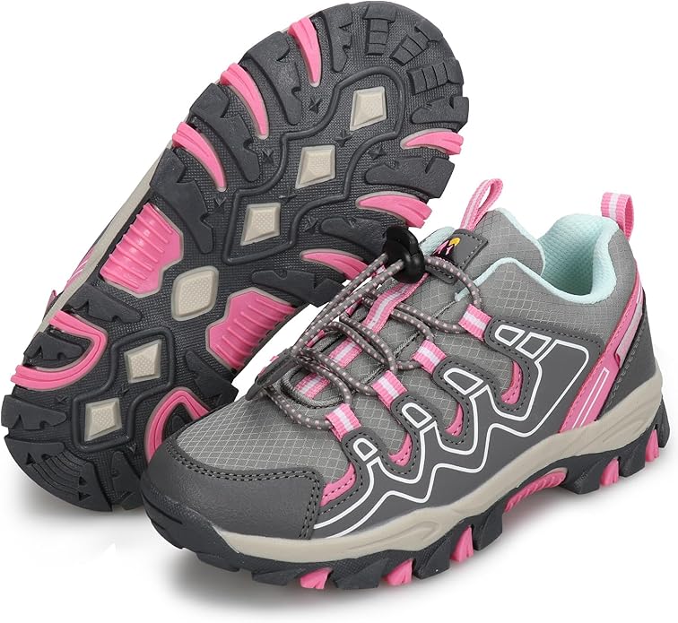 UOVO Boys Girls Hiking Shoes Kids Waterproof Running Trail Fashion Sneakers Breathable Lightweight Non-Slip Outdoor Walking Sports Shoe(Little/Big Kids)