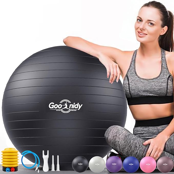 Soft Exercise ball, Anti-Burst Yoga Ball Chair Supports 2200lbs, Workout Equipment w/ Pump for Pregnancy Medicine Birthing Physical Therapy Stability Excersing Birth Swiss Fitness Gym Physio Labor Abs