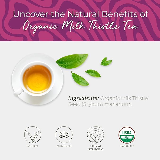 Starwest Botanicals Organic Milk Thistle Seed Tea - Caffeine Free Herbal Tea, Promotes Calm, USDA Organic Milk Thistle Seed, String Free Sachets, Non GMO - Bulk Pack, 100 Tea Bags