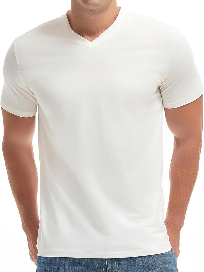 VEIISAR Premium V Neck T Shirts for Men - Modern Fitted Tees Vneck Undershirts