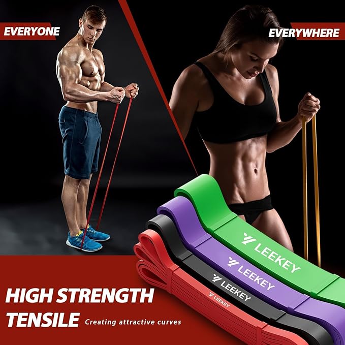 LEEKEY Resistance Bands Set for Pull-Up Assistance & Full-Body Training, Multi-Level Exercise Bands with Bag for Home Workouts, Physical Therapy, Strength Training (Men/Women)