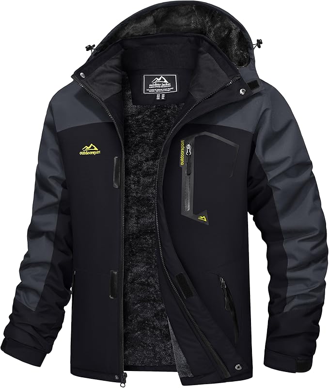 MAGCOMSEN Men's Winter Coats Water Resistant Ski Snow Jacket Warm Fleece Jacket Parka Raincoats With Multi-Pockets