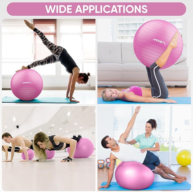 APEXUP Yoga & Pilates Ball - Anti Slip Heavy Duty Gym Ball for Fitness, Balance & Core Workout