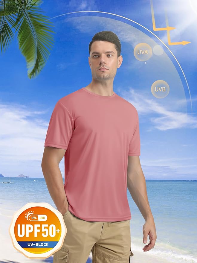 MAGCOMSEN Men's Short Sleeve UPF 50+ T-Shirt Quick Dry Rash Guard Athletic Running Swim Top Tee Performance Water Shirts